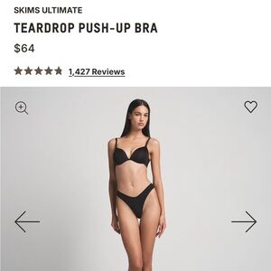 SKIMS Black Teardrop Push-Up Bra